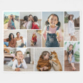 独自の9つのフォトコラージュを作成 フリースブランケット (正面(横))