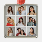 独自の9つのフォトコラージュを作成 メタルオーナメント (正面)
