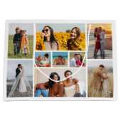 独自の9つのフォトコラージュを作成 ラージペーパーバッグ (正面)