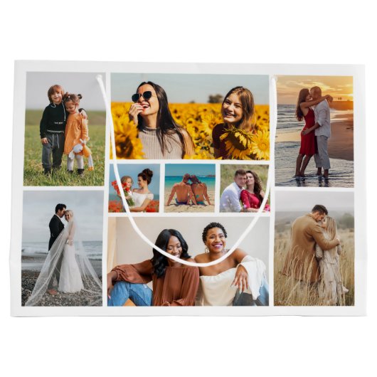 独自の9つのフォトコラージュを作成 ラージペーパーバッグ (裏面)