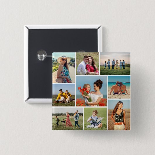 独自の9つのフォトコラージュを作成 缶バッジ (正面&裏面)