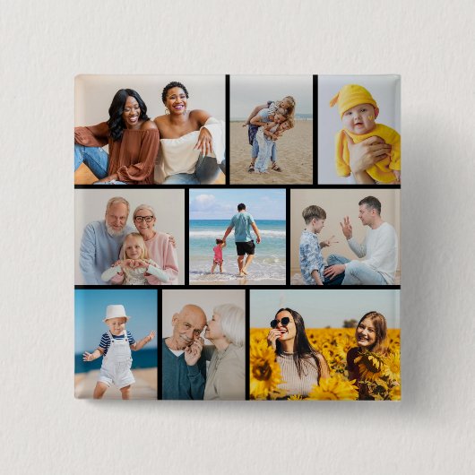 独自の9つのフォトコラージュを作成 缶バッジ (正面)