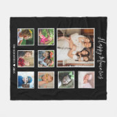 独自の9ファミリーフォトコラージュブラックの作成   フリースブランケット (正面(横))
