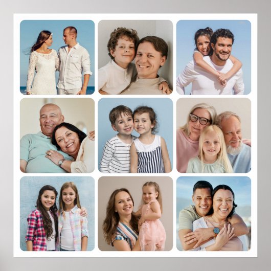 独自の9フォトコラージュの丸いコーナーを作成 ポスター (正面)