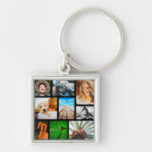独自の9フォトコラージュ枠の黒 キーホルダー (正面)