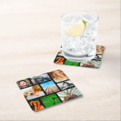 独自の9フォトコラージュ枠の黒 スクエアペーパーコースター (インサイチュ)