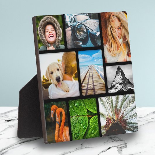 独自の9フォトコラージュ枠の黒 フォトプラーク