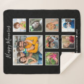 独自の9家族のフォトコラージュ黒を作成 シェルパブランケット (正面(横))