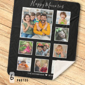 独自の9家族のフォトコラージュ黒を作成 シェルパブランケット