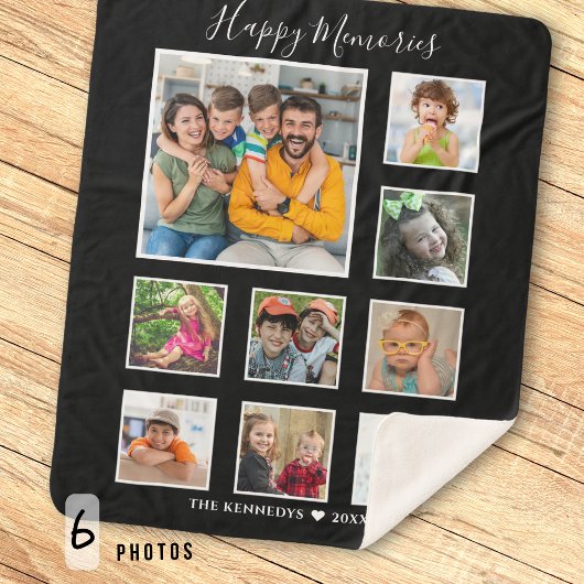 独自の9家族のフォトコラージュ黒を作成 シェルパブランケット