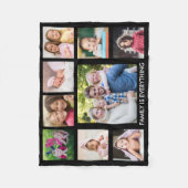 独自の9家族のフォトコラージュ黒を作成 フリースブランケット (正面)