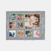 独自の9家族のフォトコラージンググレーを作成 フリースブランケット (正面(横))