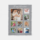 独自の9家族のフォトコラージンググレーを作成 フリースブランケット (正面)