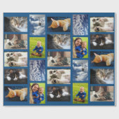 独自の9枚のフォトコラージュを青で作成 ラッピングペーパー (フラット)