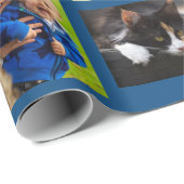 独自の9枚のフォトコラージュを青で作成 ラッピングペーパー (ロールコーナー)