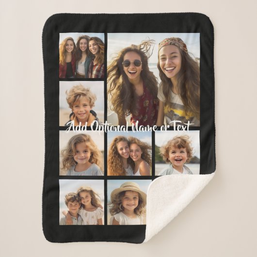 独自の9枚の写真を追加コラージュ – カラーを編集できる シェルパブランケット (正面)