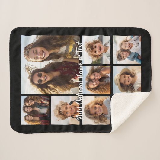 独自の9枚の写真を追加コラージュ – カラーを編集できる シェルパブランケット (正面(横))