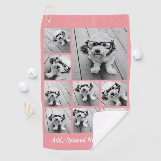 独自の9枚の写真を追加コラージュ – サンゴを編集できる ゴルフタオル (インサイチュ)