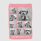 独自の9枚の写真を追加コラージュ – サンゴを編集できる ゴルフタオル (正面)