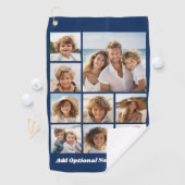 独自の9枚の写真を追加コラージュ – ネイビーを編集できる ゴルフタオル (インサイチュ)