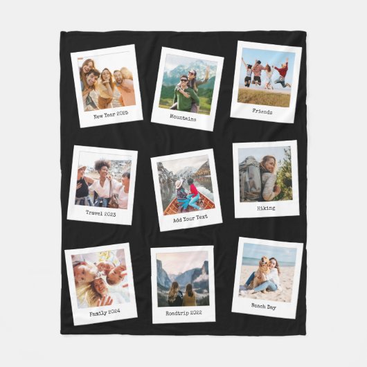 独自の9枚の写真パーソナライズされたコラージュを作成 フリースブランケット (正面)
