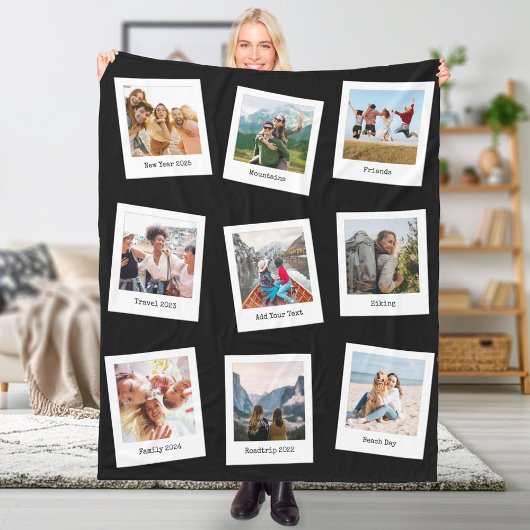 独自の9枚の写真パーソナライズされたコラージュを作成 フリースブランケット