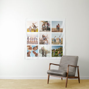 独自の9枚の写真モダンコラージュの正方形を作成 タペストリー