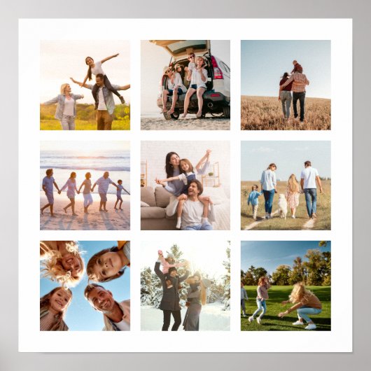 独自の9枚の写真モダンコラージュの正方形を作成 ポスター (正面)