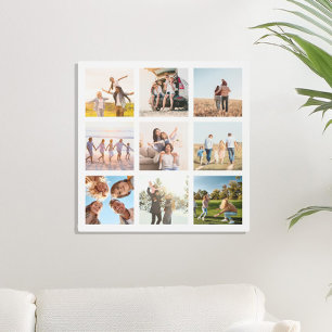 独自の9枚の写真モダンコラージュの正方形を作成 メタルプリント