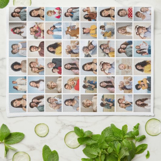 独自の96フォトコラージュの編集可能な色を作成 キッチンタオル (折り畳み)