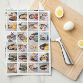 独自の96フォトコラージュの編集可能な色を作成 キッチンタオル (四つ折り)