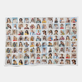 独自の96フォトコラージュの編集可能な色を作成 キッチンタオル