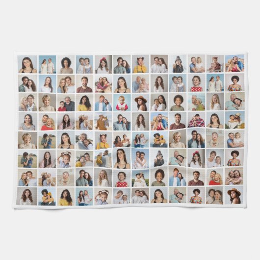 独自の96フォトコラージュの編集可能な色を作成 キッチンタオル (横)