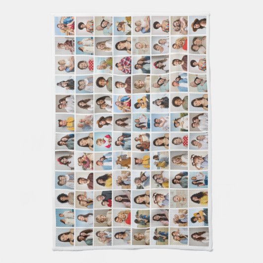 独自の96フォトコラージュの編集可能な色を作成 キッチンタオル (縦)