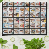 独自の96フォトコラージュの編集可能な色を作成 キッチンタオル (折り畳み)