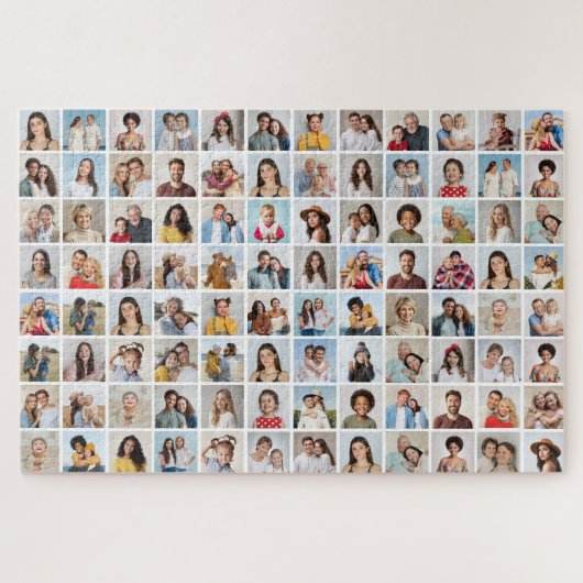 独自の96フォトコラージュの編集可能な色を作成 ジグソーパズル (横)