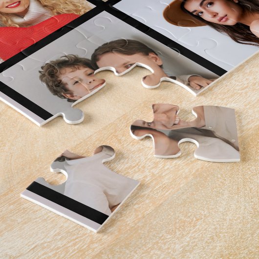 独自の96フォトコラージュの編集可能な色を作成 ジグソーパズル (側面)