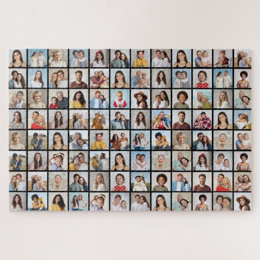 独自の96フォトコラージュの編集可能な色を作成 ジグソーパズル (横)