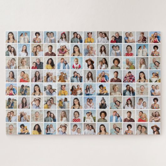 独自の96フォトコラージュの編集可能な色を作成 ジグソーパズル (横)