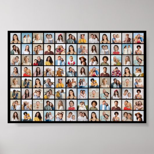 独自の96フォトコラージュの編集可能な色を作成 ポスター (正面)