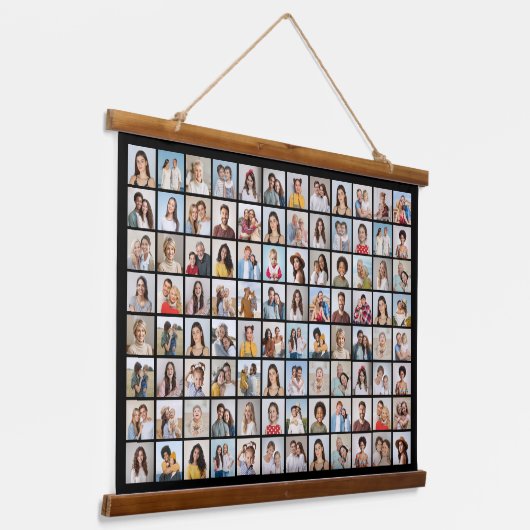 独自の96フォトコラージュの編集可能な色を作成 吊り下げ型タペストリー (傾斜あり)