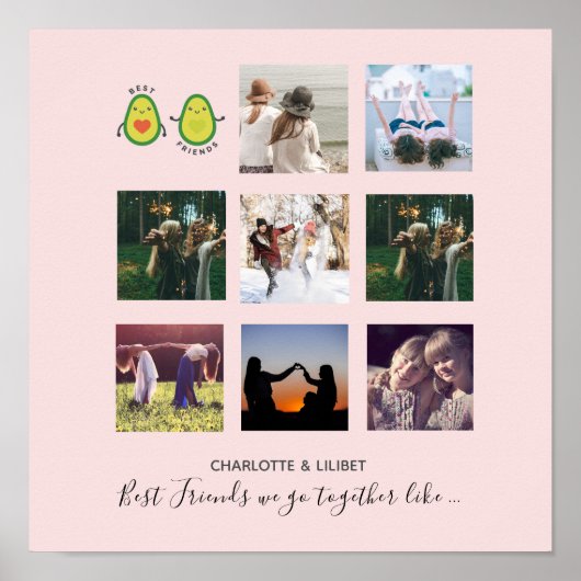 独自のBFFフォトコラージギフトを作成 – ビーガンアボカド ポスター (正面)