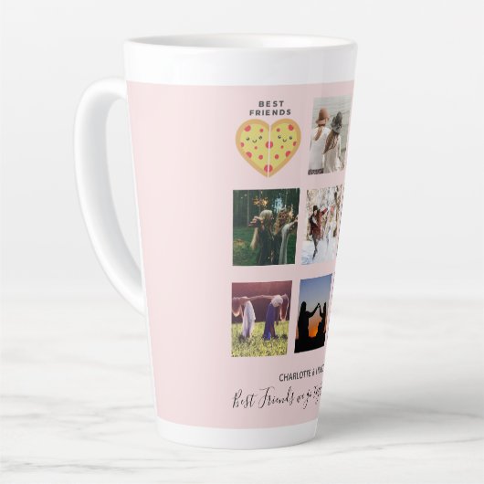 独自のBFFフォトコラージピザギフトの作成 カフェラテマグ (左アングル)