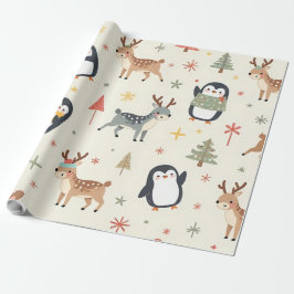独自のBohoクリスマスかわいい動物を作成 ラッピングペーパー