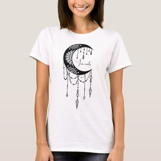 独自のBohoマンダラムーンシルエットを作成 Tシャツ (正面)