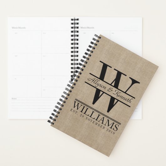 独自のBurlapレトロロゴモノグラムの作成 プランナー手帳 (ディスプレー)