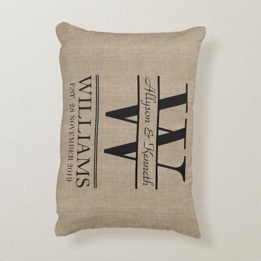 独自のBurlapロゴのアニバーサリーモノグラムの作成 アクセントクッション (裏面(縦))