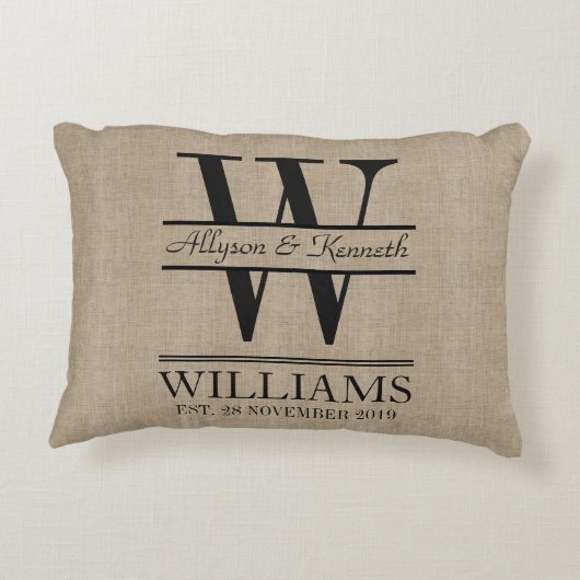 独自のBurlapロゴのアニバーサリーモノグラムの作成 アクセントクッション (裏面)