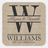独自のBurlapロゴのアニバーサリーモノグラムの作成 スクエアシール (正面)