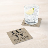 独自のBurlapロゴのアニバーサリーモノグラムの作成 スクエアペーパーコースター (インサイチュ)